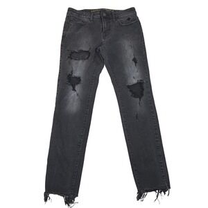 American Eagle Skinny Jeans Womens 29 Black Distressed Extreme Flex 4 Raw Hem